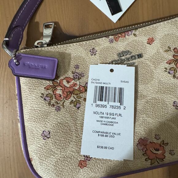 ❤️ Coach Nolita 19 In Signature Canvas With Floral Print - Picture 8 of 13